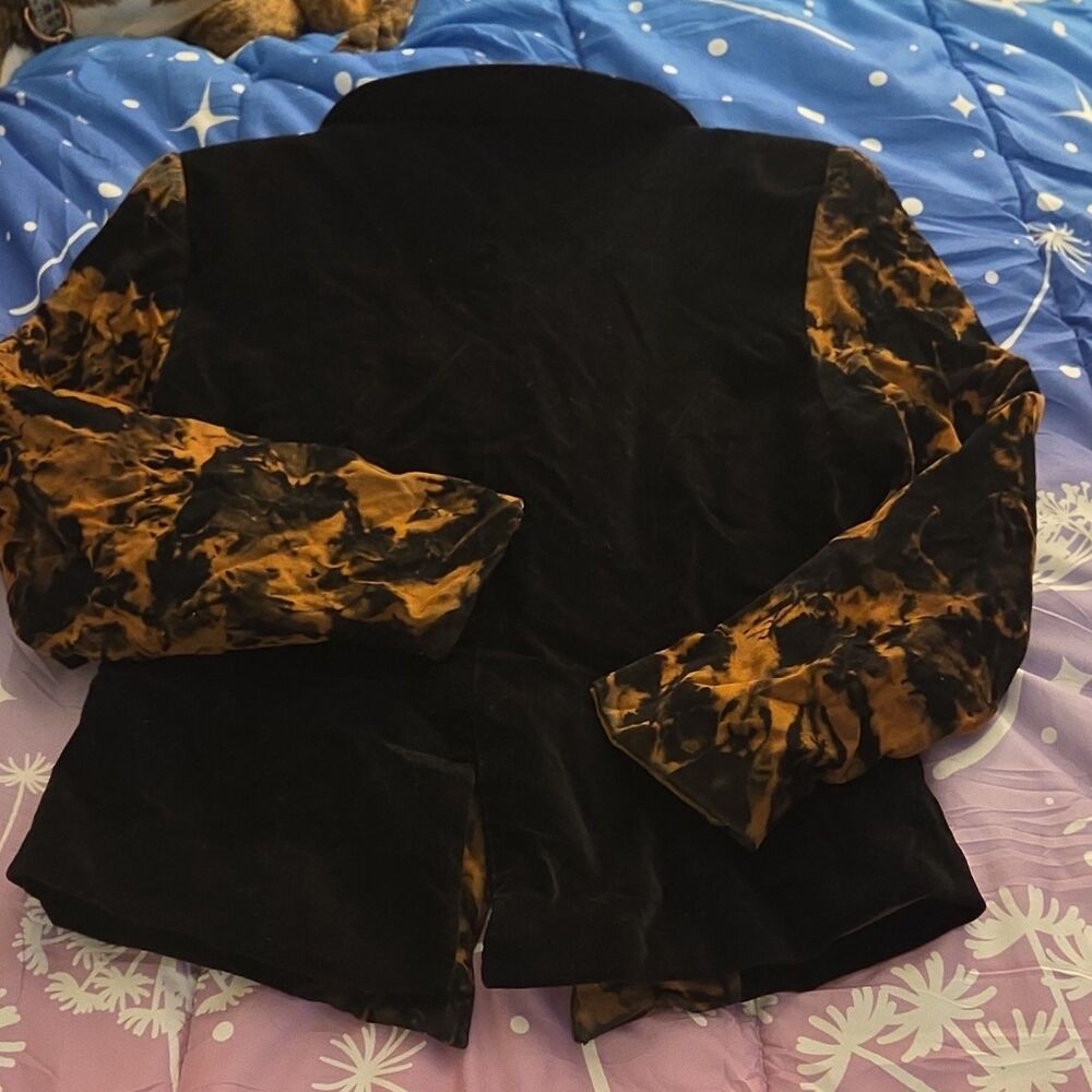 Special Sky Tie-Dye Rosette Zip Women's Short Blazer Ducktail Shoulder Pads - Picture 6 of 8
